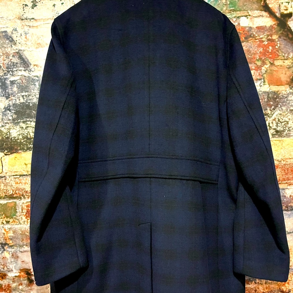 NEW Jared Lang blue and black checkered overcoat - Picture 11 of 13